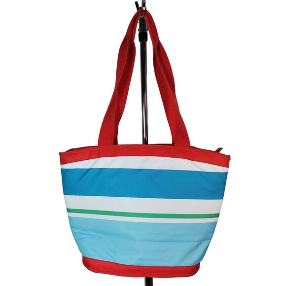 Disney Insulated Tote Cooler Bag Striped Zip Beach Picnic Soft Side Mickey Mouse - Picture 3 of 7